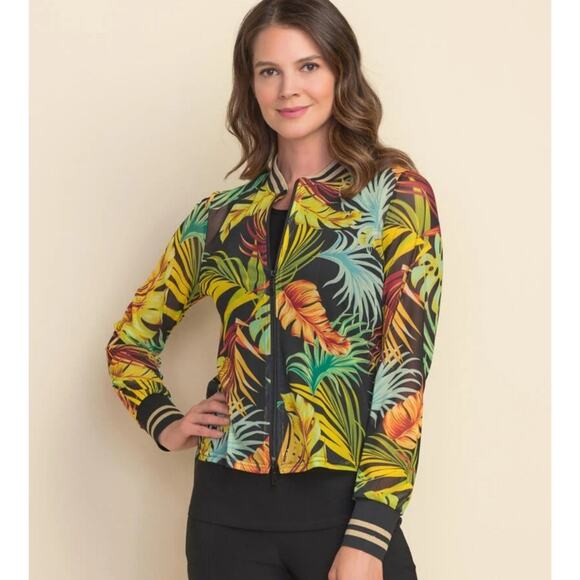 Joseph Ribkoff Black/Multi Tropical Sheer Shell Jacket size 6 - Picture 2 of 9